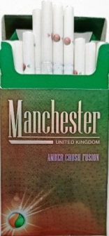 Сигареты с капсулой манго, мята "Manchester amber crush fusion " (10 пачек)