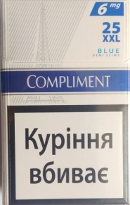 ОРИГИНАЛ 25 ШТ. Сигареты "Compliment" Demi Slims. Blue ( МРЦ 31.91 ) (Комплимент синий). Цена за блок (8 пачек)