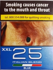 25 шт (толстые). Сигареты "25 XXL" blue (25 два икса ель.) Цена за блок (8 пачек)