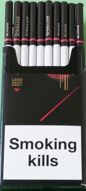 Цигарки "Sobranie" less smoke smell (Собраніє слімс чорні). (duty free.) Ціна за блок (10 пачок) 0