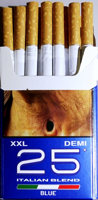 25 шт. (Демі). Цигарки "25 XXL" blue (25 два ікси ялинки.) Ціна за блок (8 пачок). 0