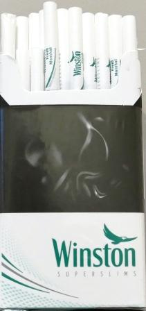 "Winston Super Slims menthol". Duty free (Вінстон супер слімс ментол). Ціна за блок (10 пачок)?? 0