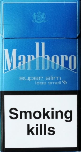 "Marlboro blue super slim less smell " (Мальборо супер слимс)