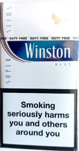Цигарки "Winston blue" Super Slims. Duty free (Вінстон синій/слімс) (Целофан). Ціна за блок (10 пачок)